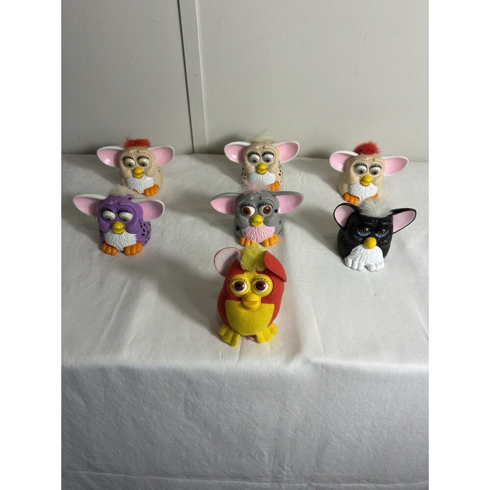 McDonalds Furby Toys Lot Of 7 Assorted Actions Functions 6 plastic 1 plush